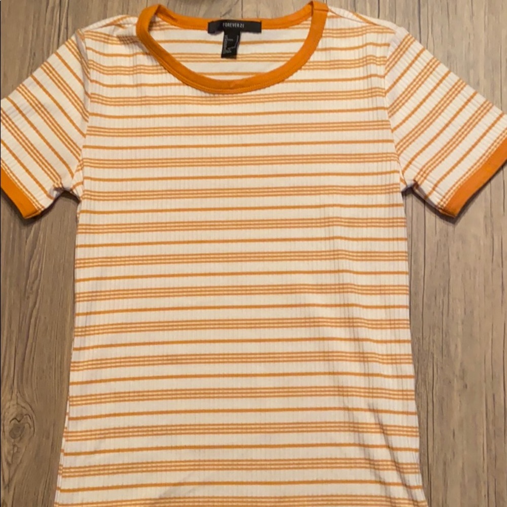 Mustard Yellow and white stripped Forever 21 shirt